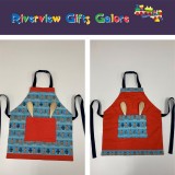 Apron Reversible - Light Blue Robots / Orange